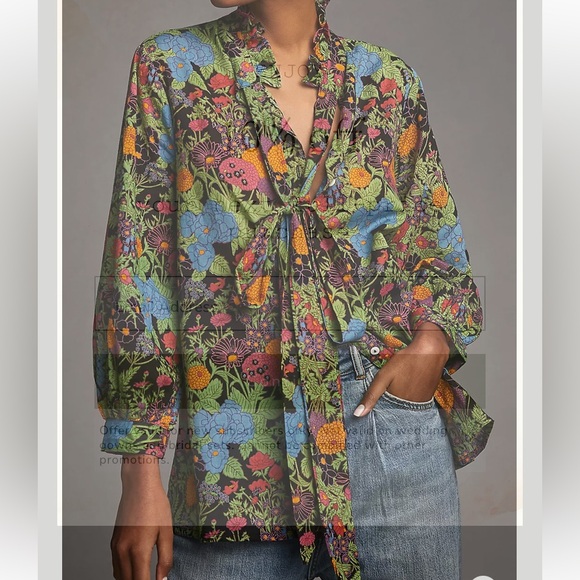 Floral Button Down Shirt by Maeve - Multicolor - Picture 8 of 8